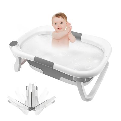 OHMG Foldable Baby Bathtub, Portable PP Plastic Tub with Non-Slip Feet
