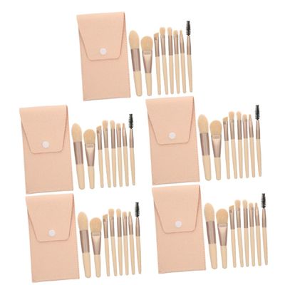 FRCOLOR 5-Piece Professional Makeup Brush Set with Wooden Handles