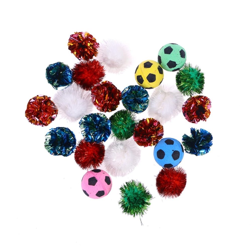 Beavorty 24-Piece Cat Toy Balls, Fetch Toys for Cats and Kittens, Crinkle Balls