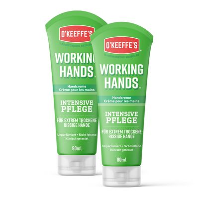 O'Keeffe's Working Hands 80 mL Tube, 2-Pack - Hand Cream for Extremely Dry, Cracked Hands