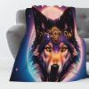 3D Wolf Print Plush Flannel Blanket, Starry Sky, 180 x 200 cm view 2