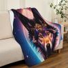 3D Wolf Print Plush Flannel Blanket, Starry Sky, 180 x 200 cm view 3