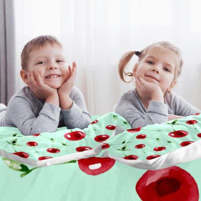 3-Piece Queen Tencel Duvet Cover Set, Breathable, Wrinkle-Resistant, Red Cherry Green