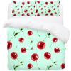 3-Piece Queen Tencel Duvet Cover Set, Breathable, Wrinkle-Resistant, Red Cherry Green view 2