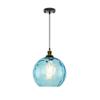 DONHEK Industrial Vintage Globe Pendant Light, 20 cm Blue Water-Ripple Glass Shade, Retro Loft Bar E27 Ceiling Light, Bronze Finish view 1