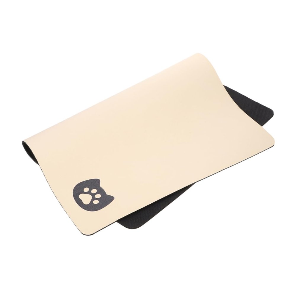 FOMIYES Absorbent Pet Feeding Mat, Fast-Drying, Non-Slip, Cream with Paw Print