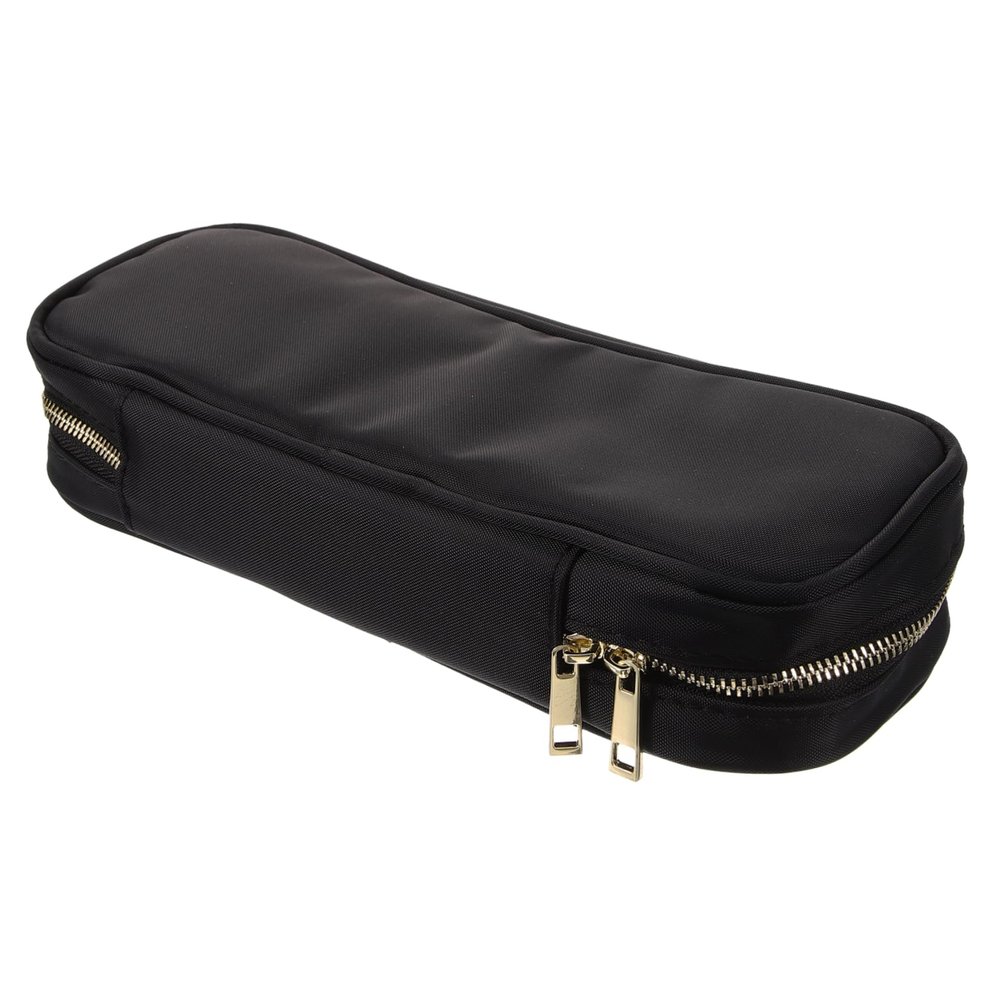 Portable Oxford Cosmetic Brush Case with Zipper, Black