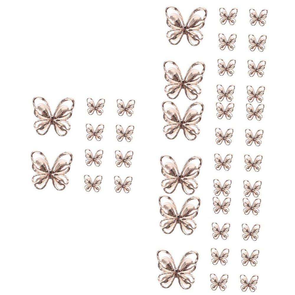 FRCOLOR 40-Piece Cat-Eye Butterfly Nail Patches with Rhinestones for DIY Manicures and Creative Nail Art
