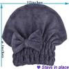 MAYOUTH Super Absorbent Microfiber Hair Towels, 2-Pack, Quick-Dry Turbans, Dark Gray view 2