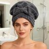 MAYOUTH Super Absorbent Microfiber Hair Towels, 2-Pack, Quick-Dry Turbans, Dark Gray view 4