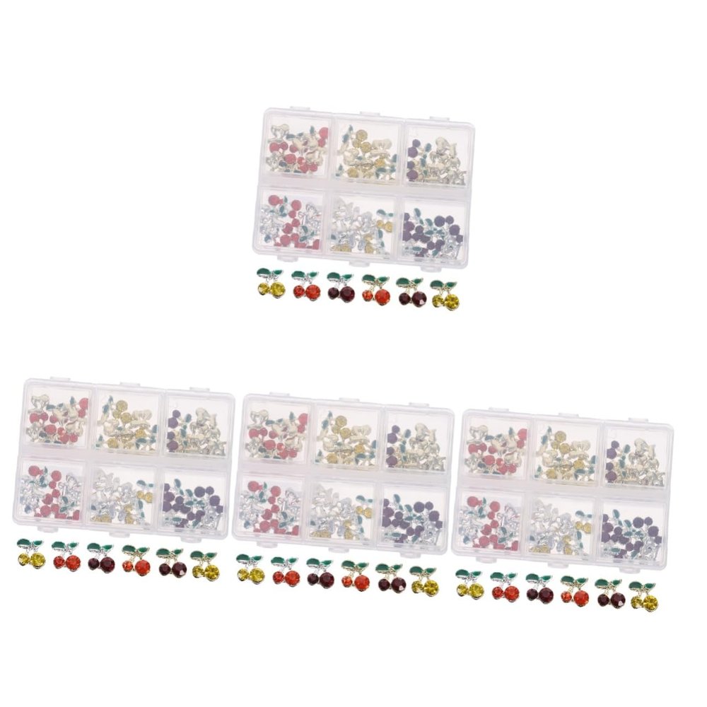FRCOLOR 240-Piece Nail Rhinestones, Cherry Nail Charms, Sparkling Nail Art Decorations