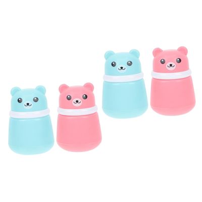 minkissy 4-Piece Portable Bear-Shaped Baby Powder Puff Containers