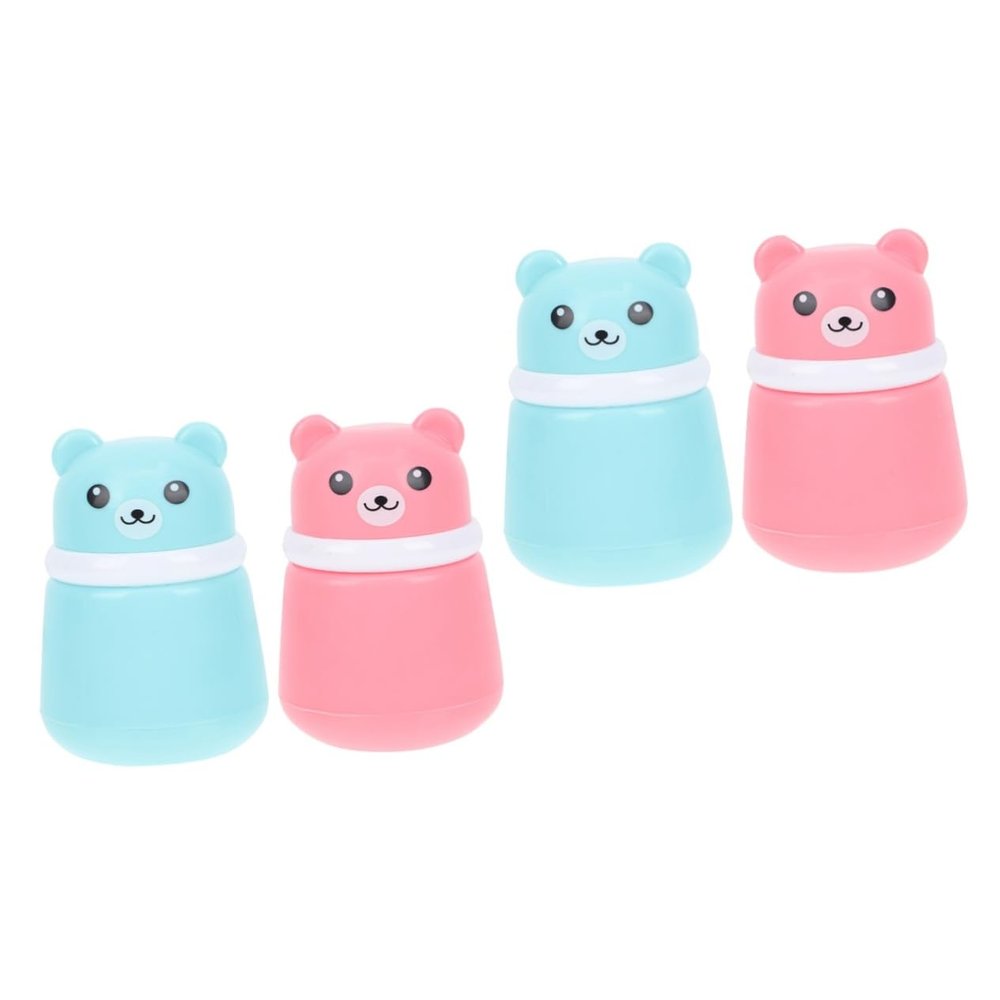 minkissy 4-Piece Portable Bear-Shaped Baby Powder Puff Containers