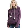 OTMYIGO Women's Pet Pouch Hoodie, Long-Sleeve Sweatshirt, Cute Cat Print, Purple, S view 1