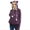 OTMYIGO Women's Pet Pouch Hoodie, Long-Sleeve Sweatshirt, Cute Cat Print, Purple, S view 2