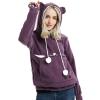 OTMYIGO Women's Pet Pouch Hoodie, Long-Sleeve Sweatshirt, Cute Cat Print, Purple, S view 3