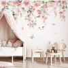 decalmile Pink Peony Flower Wall Stickers, Vine Wall Decal, Blossoms (XL) view 1