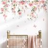 decalmile Pink Peony Flower Wall Stickers, Vine Wall Decal, Blossoms (XL) view 2
