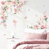 decalmile Pink Peony Flower Wall Stickers, Vine Wall Decal, Blossoms (XL) view 4
