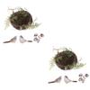 TOPBATHY 2-Piece Handmade Rattan Bird Nests with Decorative Eggs view 1