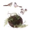 TOPBATHY 2-Piece Handmade Rattan Bird Nests with Decorative Eggs view 2