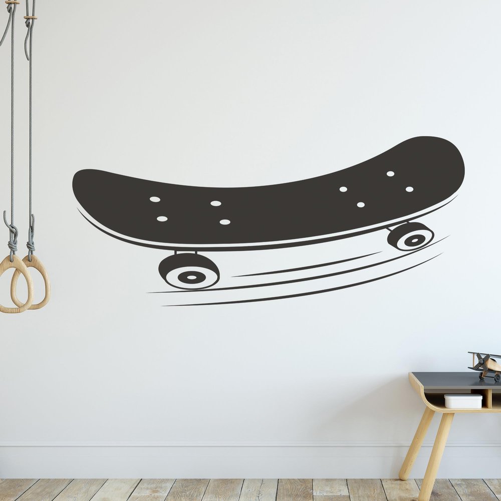 GRAZDesign Skateboard Wall Decal for Kids' Rooms, Self-Adhesive Sticker, 115 x 50 cm, Brown