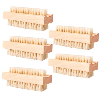 5-Piece Lotus Wood Nail Brushes with Boar Bristles