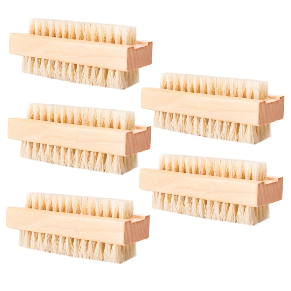 5-Piece Lotus Wood Nail Brushes with Boar Bristles