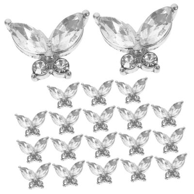 FRCOLOR 100-Piece Butterfly Nail Charms for Manicures, Shiny Nail Art Decorations