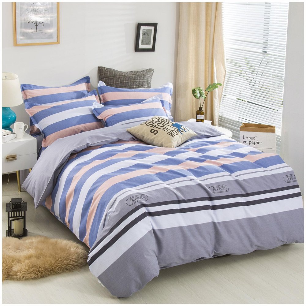 NISMIA 3-Piece Polycotton Duvet Cover Set, Soft Microfiber Cover with 2 Pillowcases, Reversible Printed Set, 220 x 240 cm