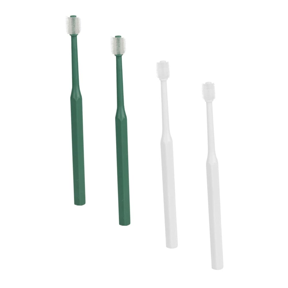 Angoily 4-Pack Pet Toothbrushes for Cats and Dogs, Manual 360° Cleaning, Non-Slip Plastic and TPE, Oral Care