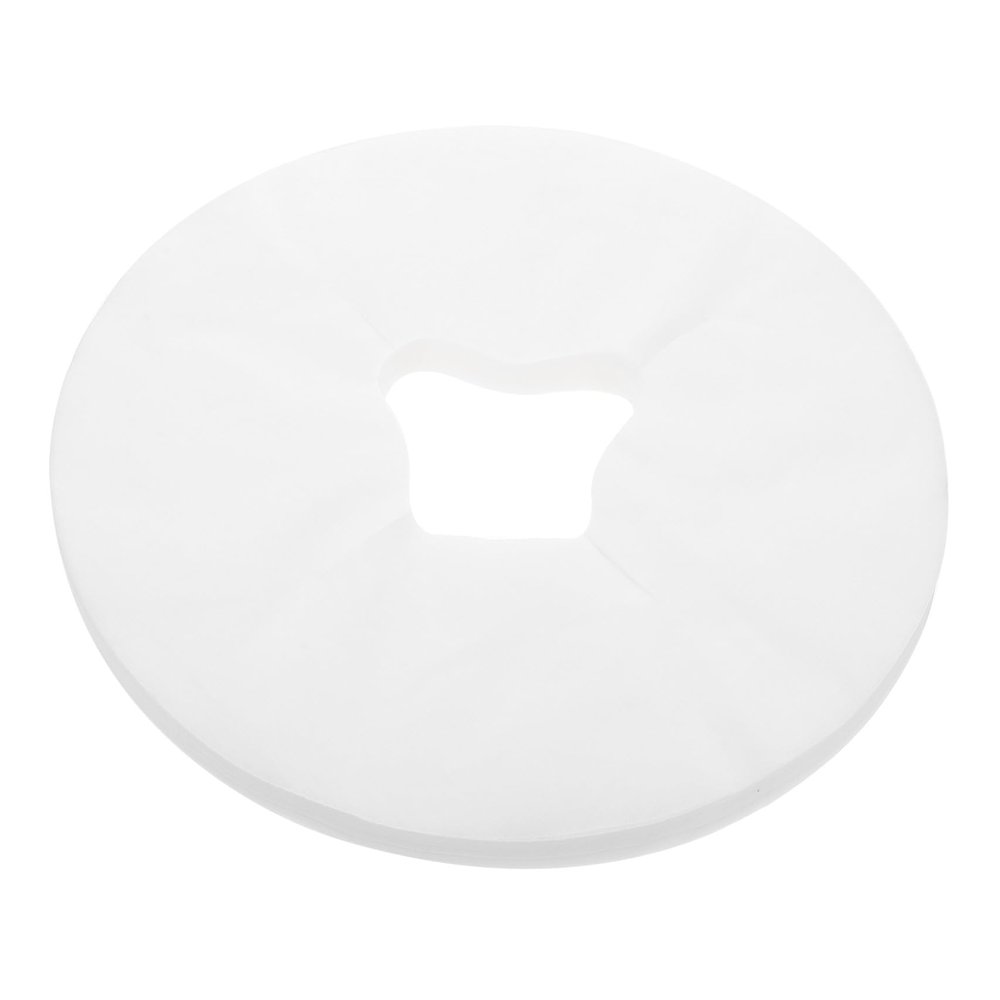 Disposable Facial Massage Pads with Hole Design, 100 White Nonwoven Pieces