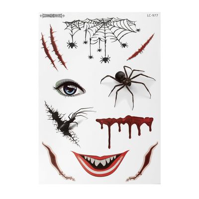 2 x Halloween Tattoo Sheets - 10 Colored Designs - Temporary Body Tattoos - LC977 (2)