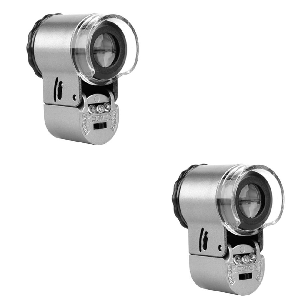 Gatuida 2-Piece Pocket Microscope Magnifier, Portable Magnifying Device for Currency and Jewelry Identification