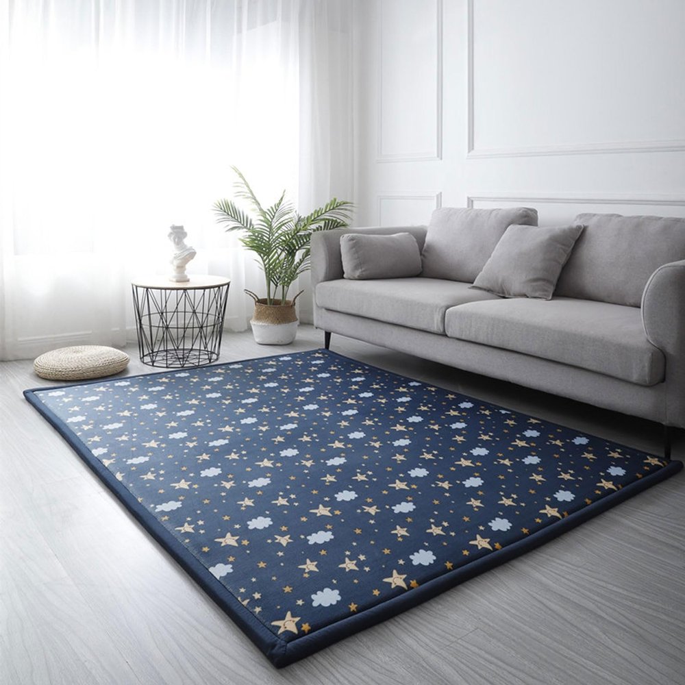 ZIKGER Coral Velvet Mat, Kids' Room Gym Mat, Thick Crawling Mat, 120 x 120 cm