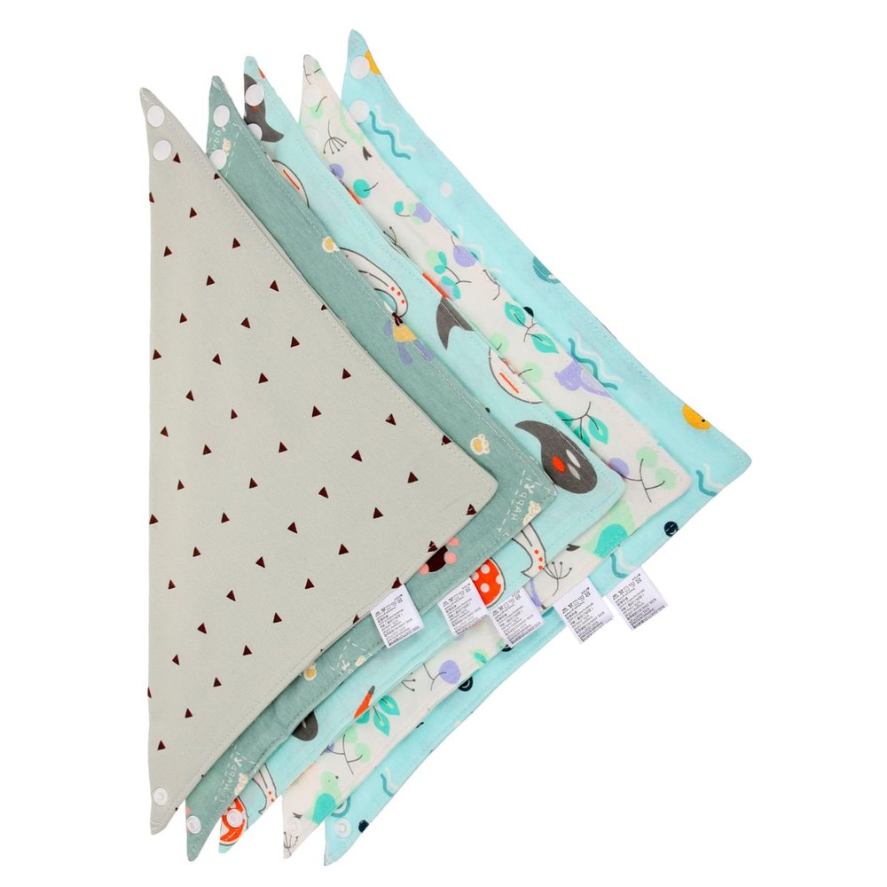 ifundom 5-Pack Cotton Baby Drool Bibs, Double-Layered