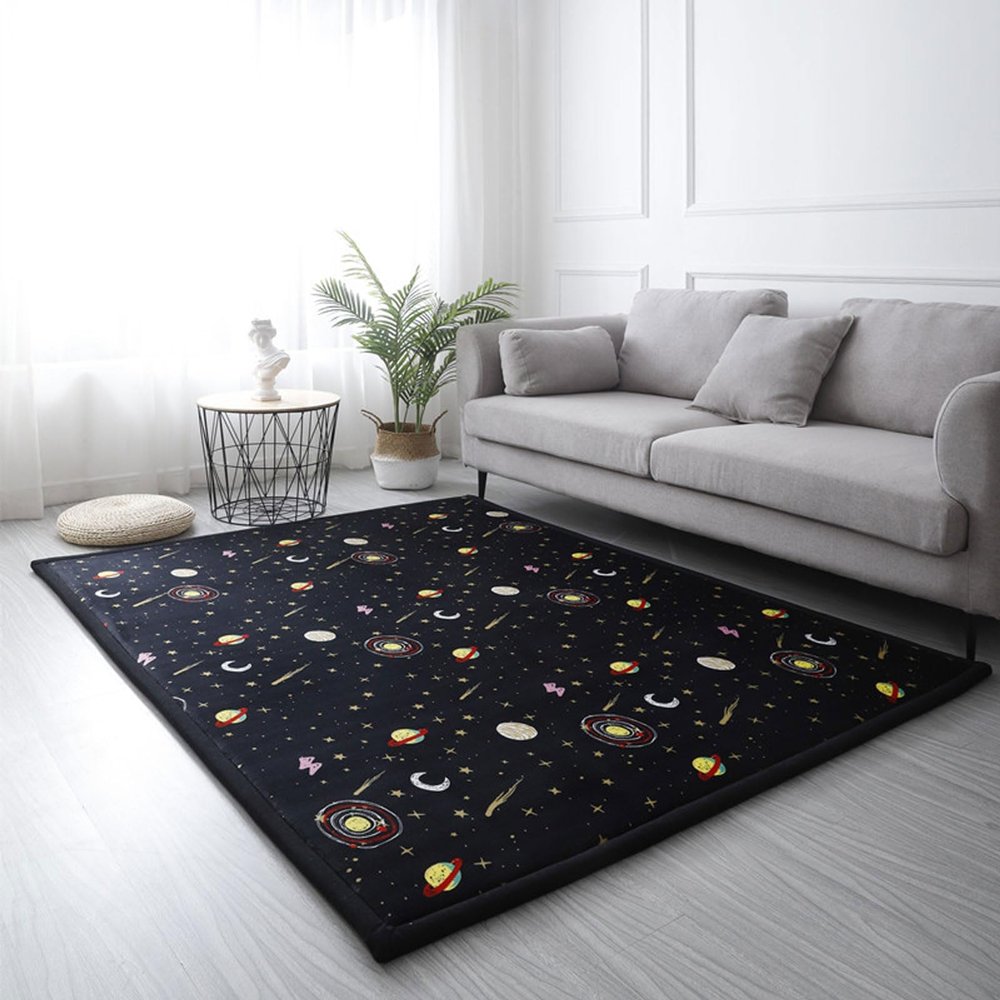 ZIKGER Coral Velvet Mat, Children's Room Rug, Thick Crawling Rug, 140 x 140 cm