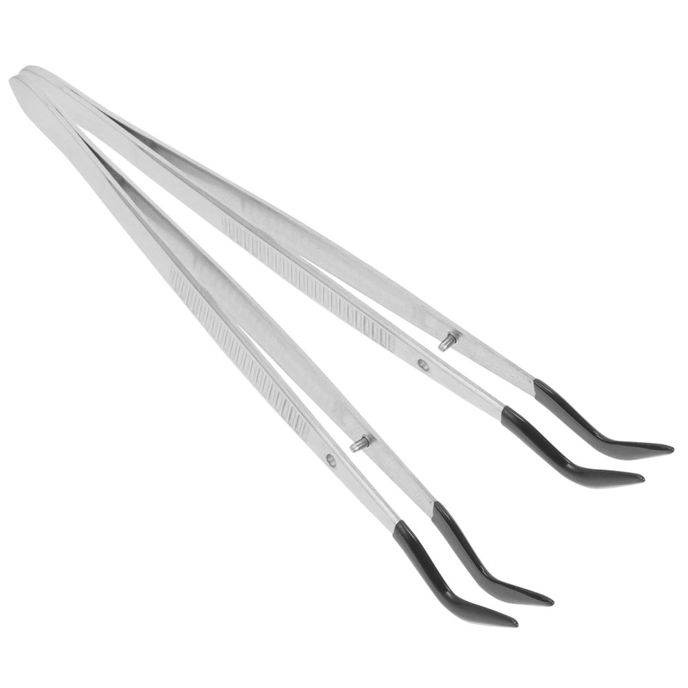 Veemoon 2-Piece Curved-Tip Tweezers with Rubber Tips