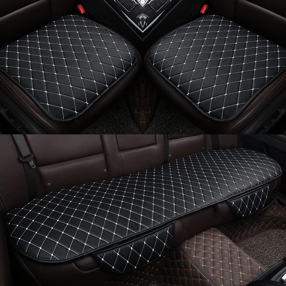 ULPro Leather Car Seat Cushion for Hyundai Tucson 2015–2023, Front and Rear Seat Cover, Waterproof, Protective, Breathable, Comfortable Accessory, A/Black Beige