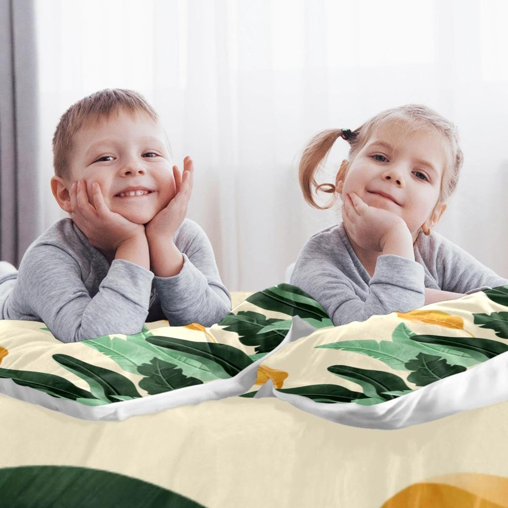 3-Piece Queen Tencel Duvet Cover Set with 2 Pillowcases, Vintage Garden Leaves Design