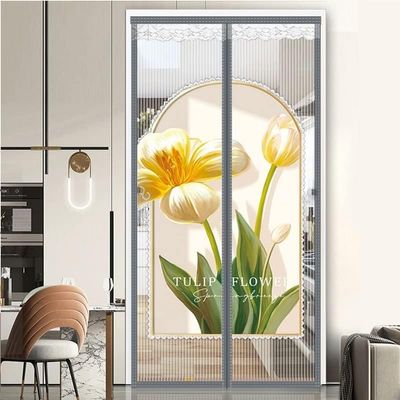 WEIEN Bltter Magnetic Insect Screen Door for Balcony Doors, No Drilling, Full-Frame Hook-and-Loop Fastener, Magnetic Curtain for Sliding Balcony Doors, 100 x 210 cm (Gray, 95 x 210 cm)