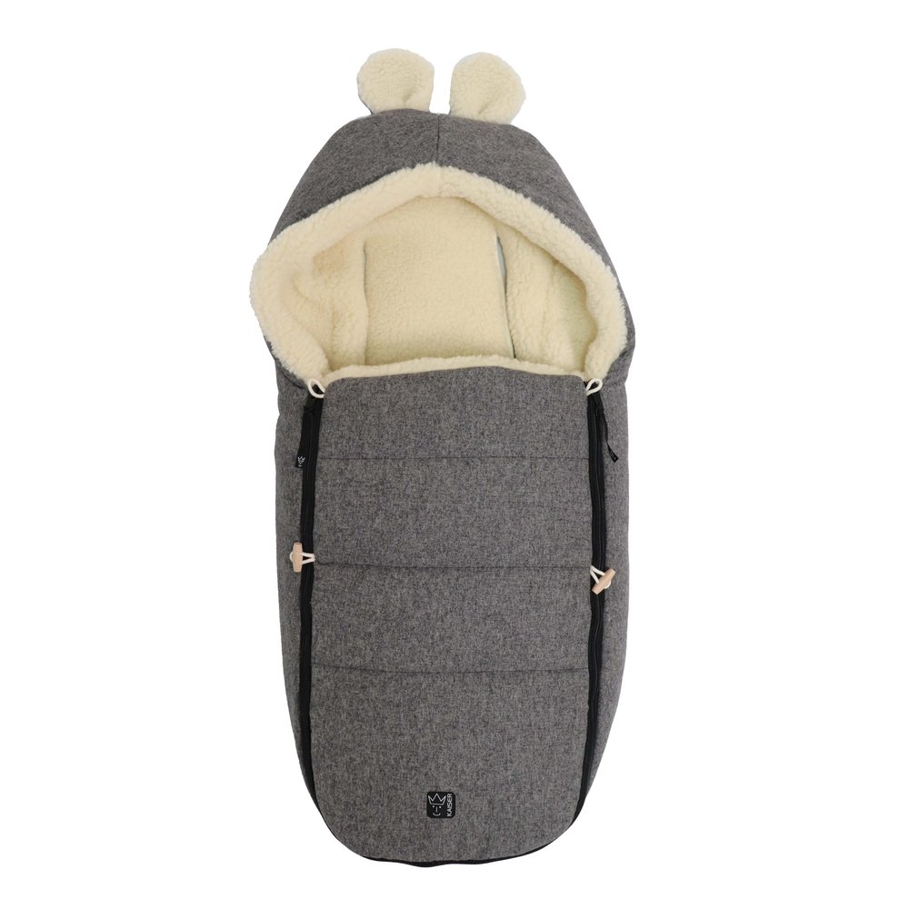 Kaiser 65322 HOODY MAUS WOOL Baby Car Seat Wool Footmuff, Sleet Gray