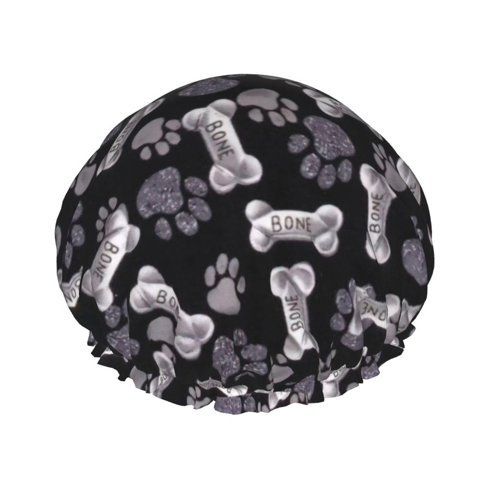 WURTON Soft Reusable Shower Cap for Women with Paw Prints