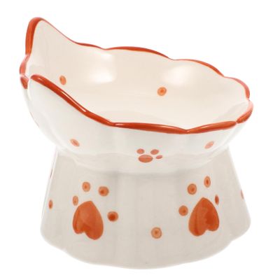 Beavorty Elevated Ceramic Cat Bowl with Neck Protection, Tip-Resistant, Cat-Ear Design