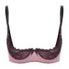Hedmy Women's Push-Up Lift Bra with Bow and Lace, Open-Bust Underwire Lingerie, Pink, XL view 1