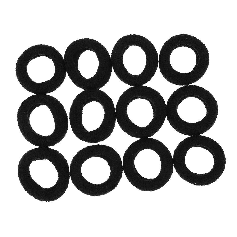 12 Thick Black Hair Ties Made of Elastic Rope for Women