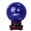 JALYKA Rough Blue Natural Crystal Ball with Stand, Melted Red Crystal Ball Decor for Divination Mirror, Home Decor, 3.1 in view 1
