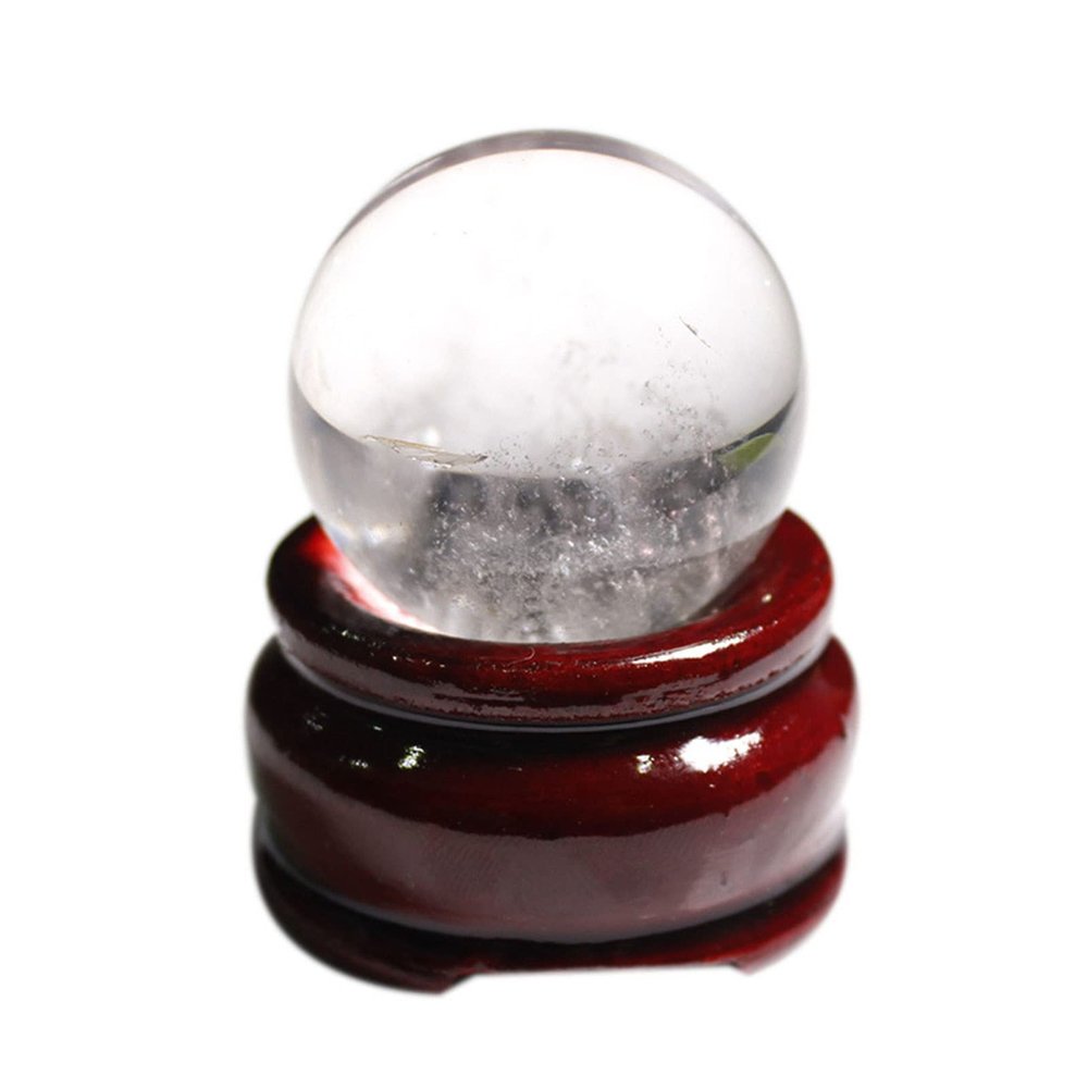 JALYKA Natural Rough Clear Crystal Ball, 35 mm, with Stand, Quartz Crystal Sphere for Witchcraft, Feng Shui, Fortune Telling, Home Decor, 5 Pieces