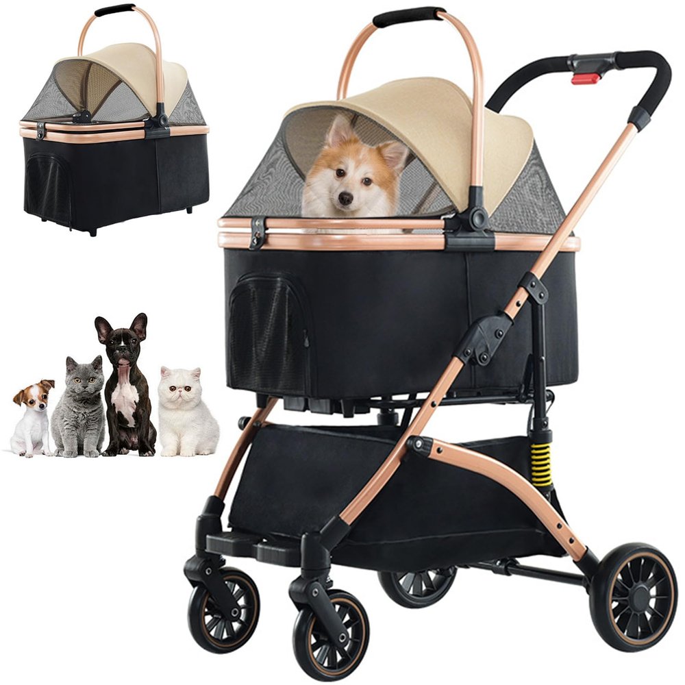 RUYICZB 3-in-1 Dog Stroller for Small Pets up to 33 lb, Foldable