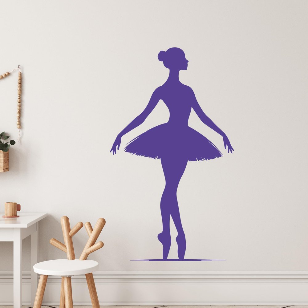 GRAZDesign Ballerina Wall Decal Silhouette for Girls’ Rooms, 52 x 30 cm, Medium Gray